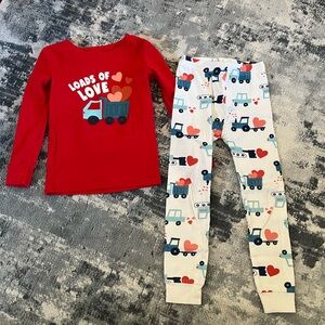 Old Navy Kids Pajama Set - Red and White with Truck Design